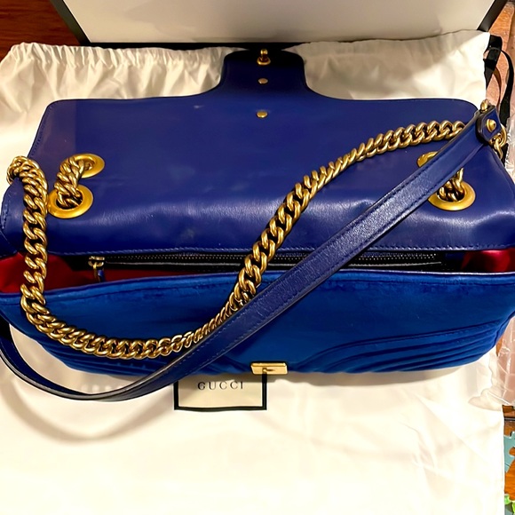Authentic blue velvet medium Gucci Marmont - Picture 10 of 14
